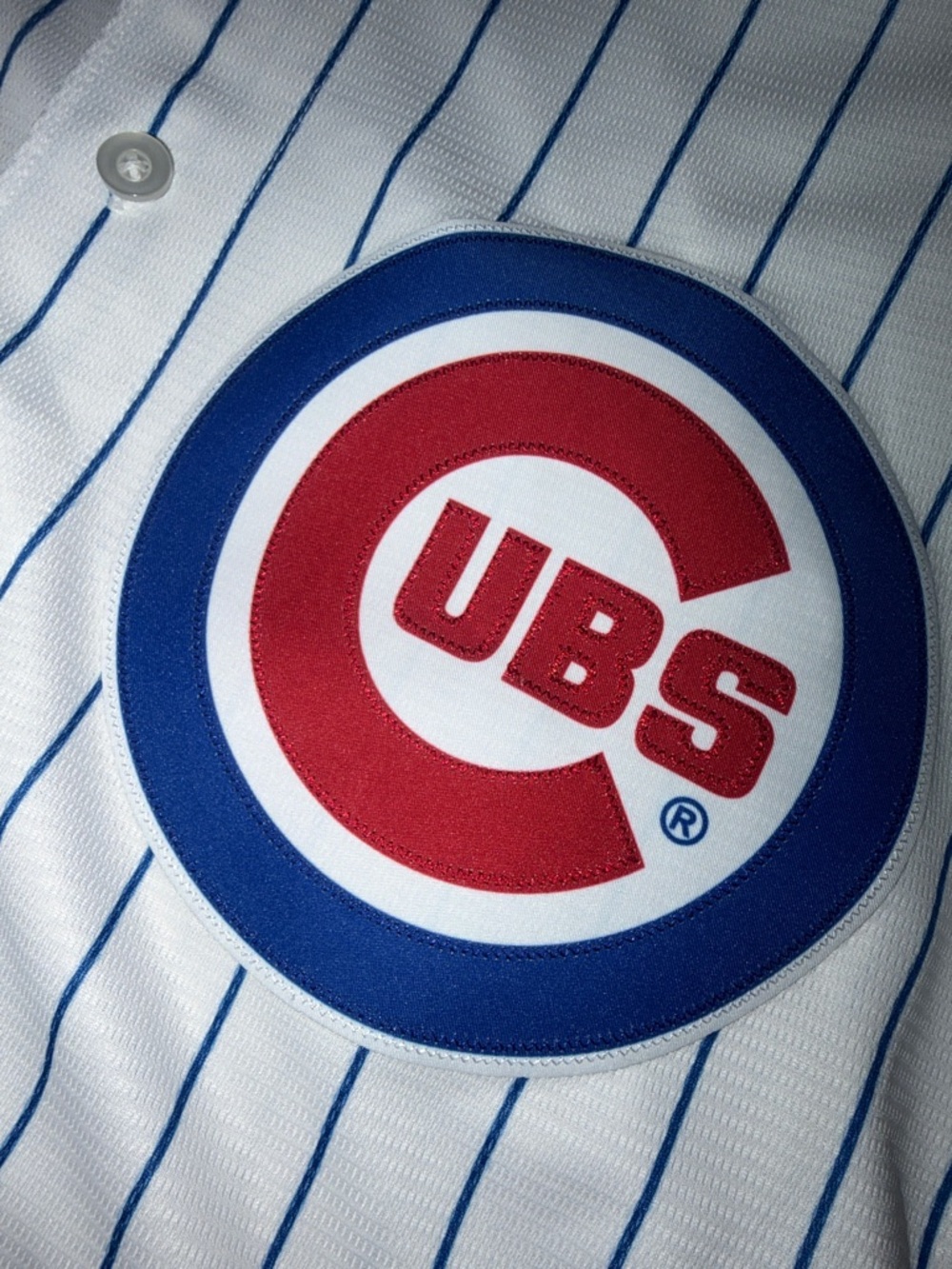 Majestic White with Blue Pinstripes Baseball Cool Base Jersey - Picture 6 of 7
